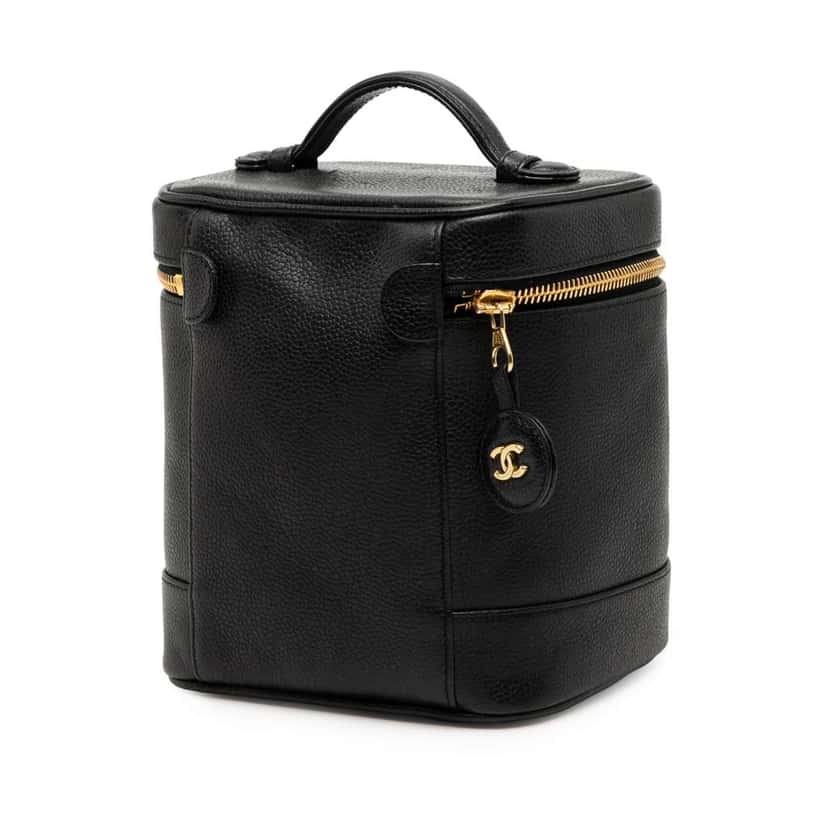 Chanel CC Caviar Vanity Bag Black Leather Good condition - Back View