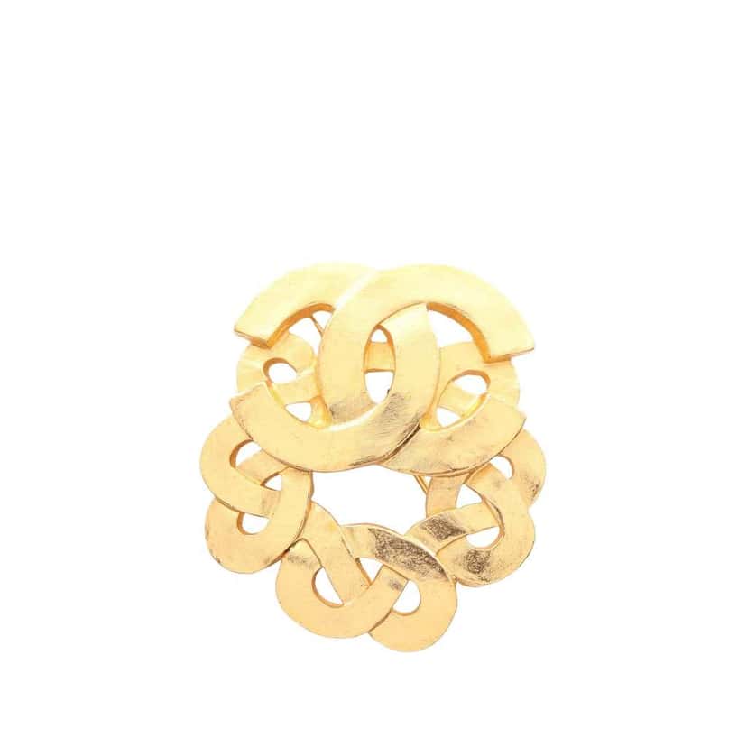 Chanel CC Gold Plated Twisted Brooch Gold Metal Good condition - Front View