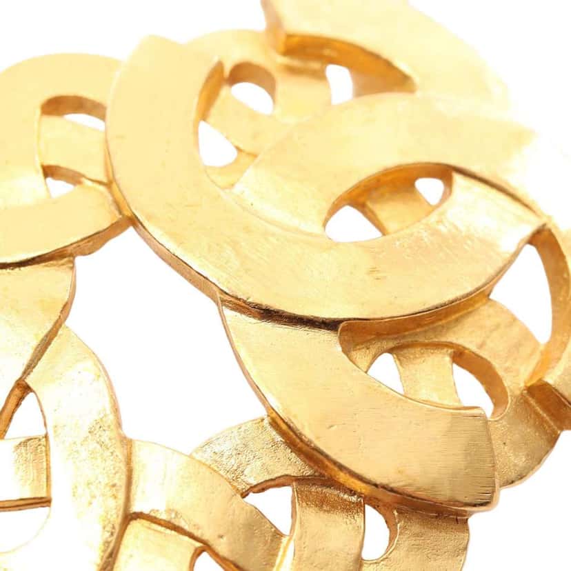 Chanel CC Gold Plated Twisted Brooch Gold Metal Good condition - Back View