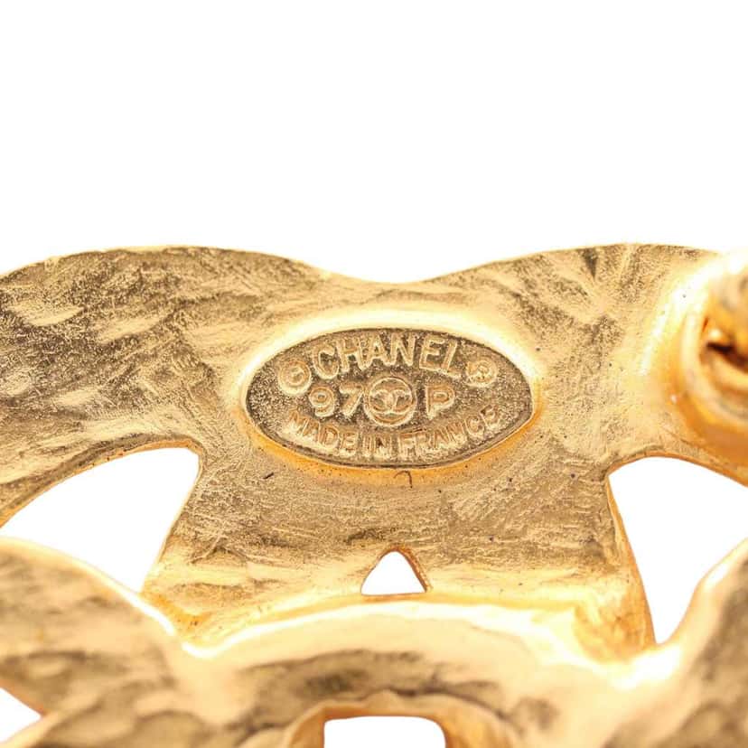 Chanel CC Gold Plated Twisted Brooch Gold Metal Good condition - Inside View