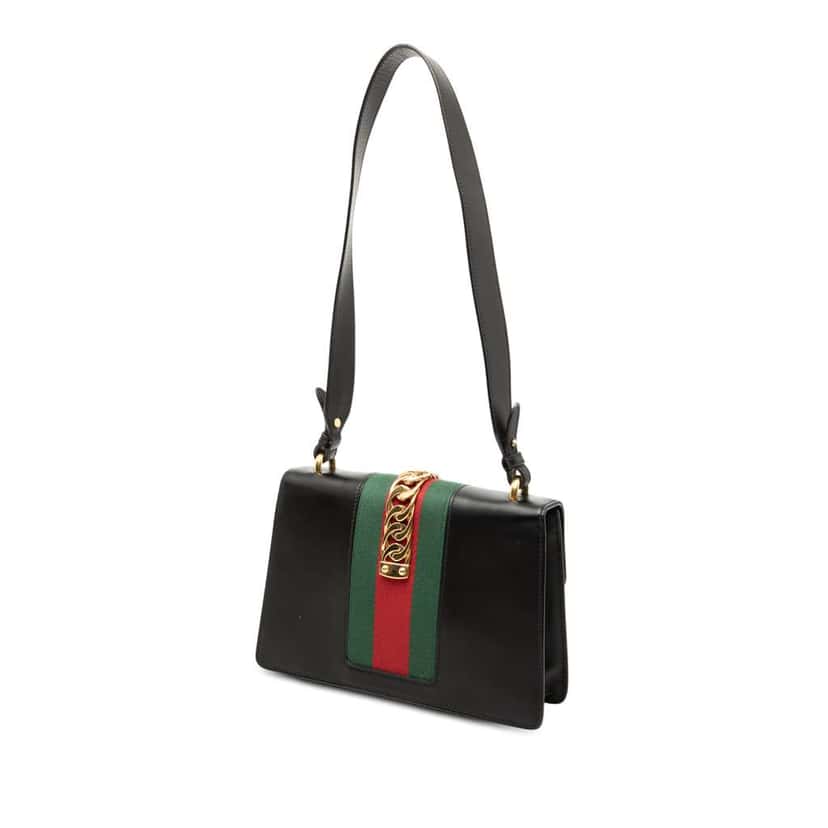 Gucci Small Leather Sylvie Web Satchel Black Leather Good condition - Back View