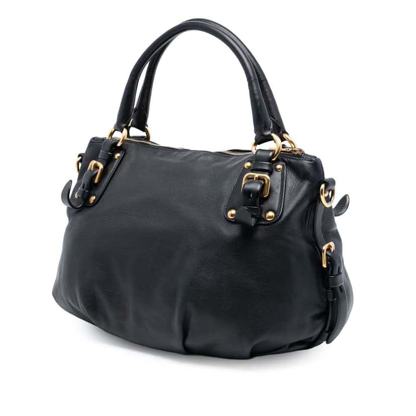 Prada Soft Calfskin Satchel Black Leather Fair condition - Back View