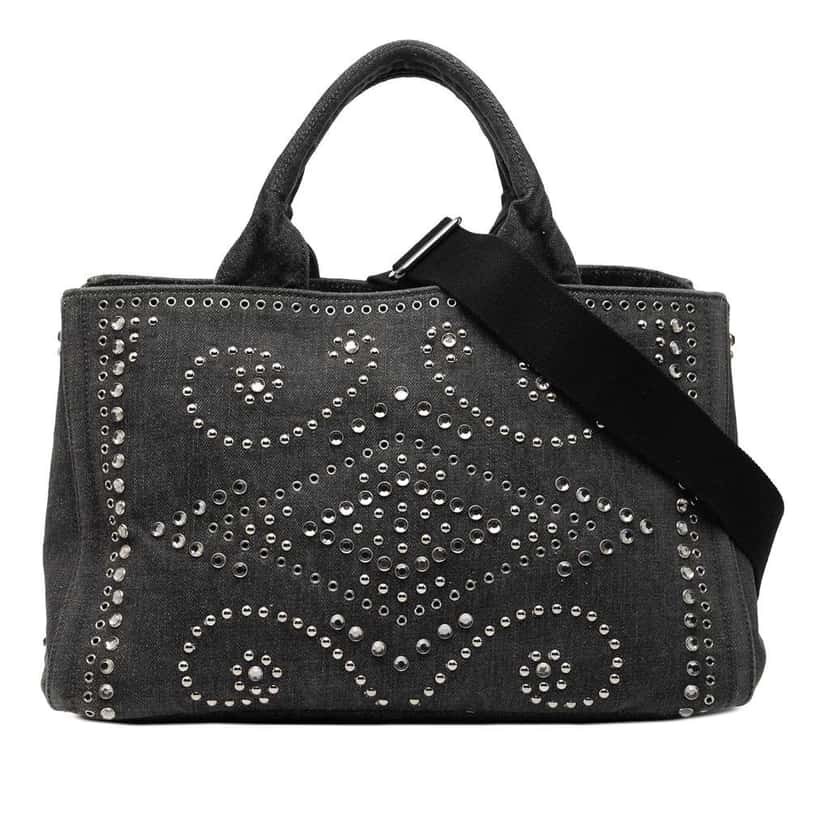 Prada Denim Canapa Bijoux Satchel Black Denim Very good condition - Front View