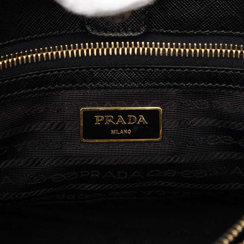 Prada Small Saffiano Lux Galleria Satchel Black Leather Good condition - Box View