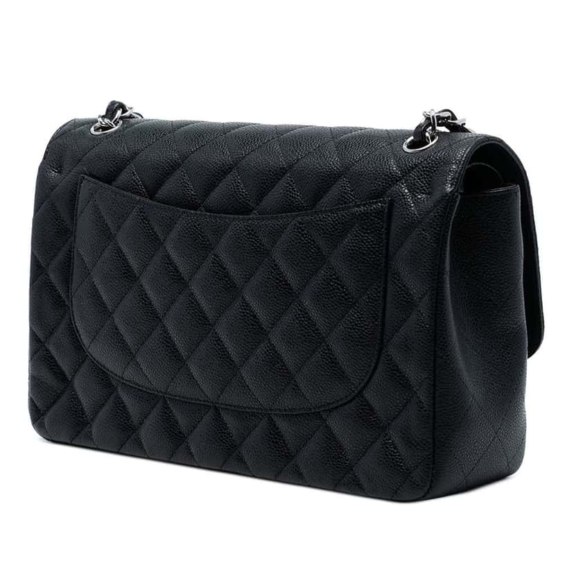 Chanel Jumbo Classic Caviar Double Flap Black Leather Very good condition - Back View