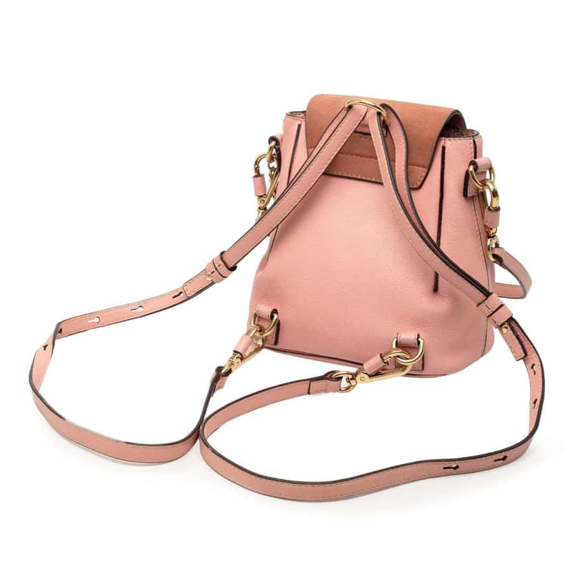 Chloé Mini Calfskin and Suede Faye Backpack Pink Leather Good condition - Back View