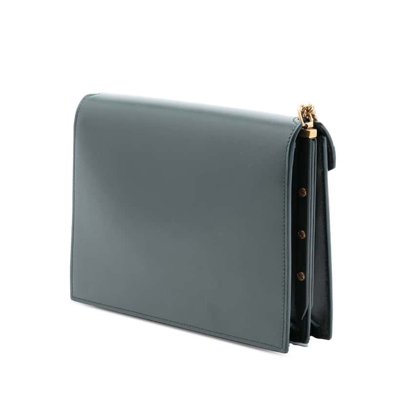 Saint Laurent Smooth Calfskin Monogram Cassandra Clasp Bag Green Leather Very good condition - Back View
