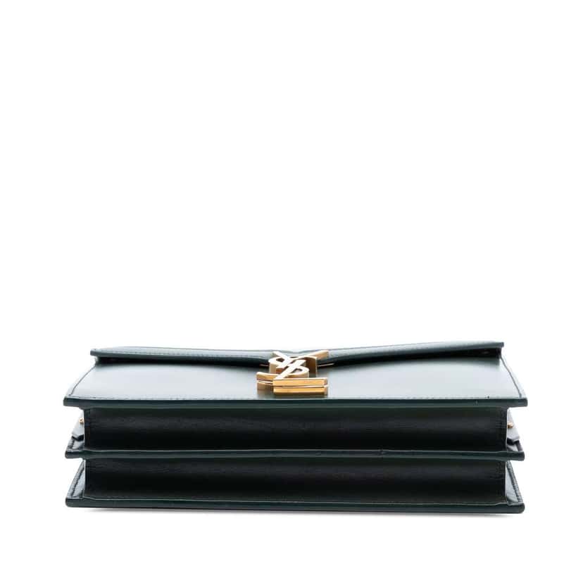 Saint Laurent Smooth Calfskin Monogram Cassandra Clasp Bag Green Leather Very good condition - Inside View