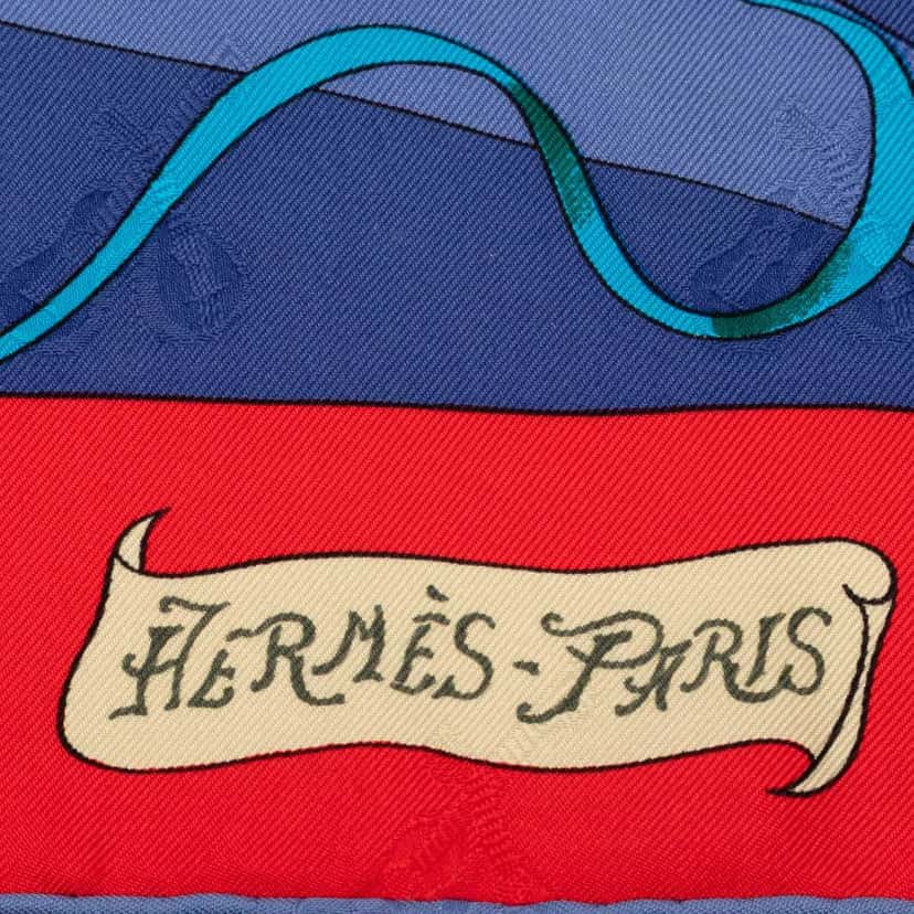 Hermès Le Carnaval de Venise Silk Scarf Blue Silk Good condition - Inside View