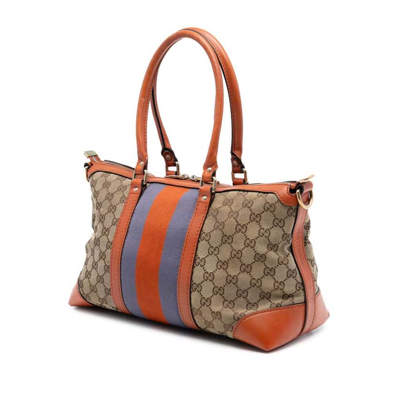 Gucci GG Canvas Web Satchel Brown Canvas Very good condition - Back View