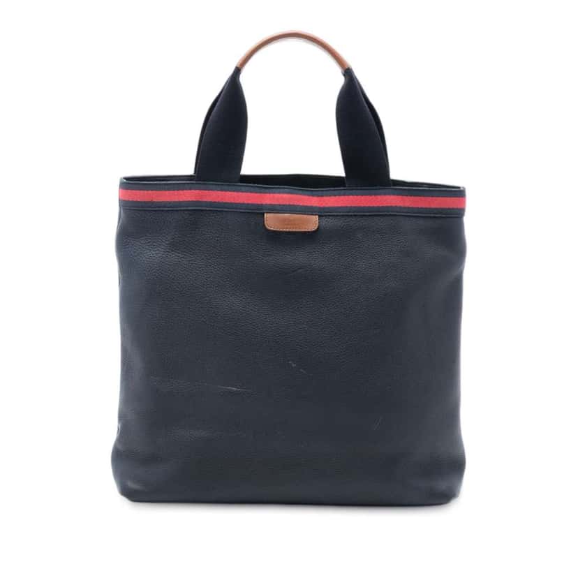 Gucci Leather Web Tote Blue Leather Very good condition - Front View