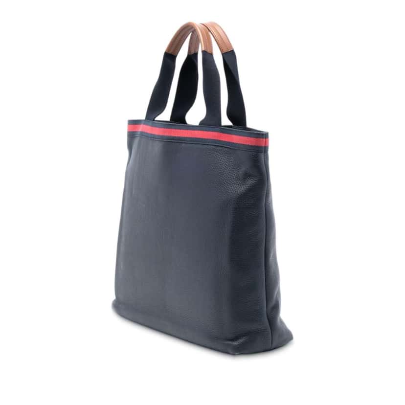 Gucci Leather Web Tote Blue Leather Very good condition - Back View
