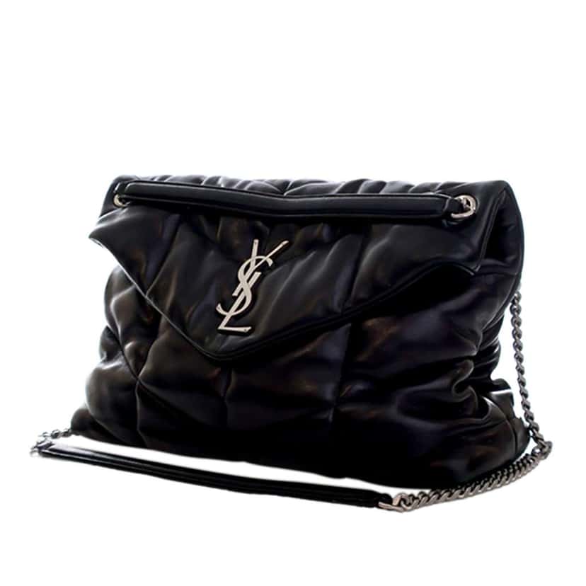 Saint Laurent Medium Nappa LouLou Puffer Shoulder Bag Black Leather Good condition - Back View