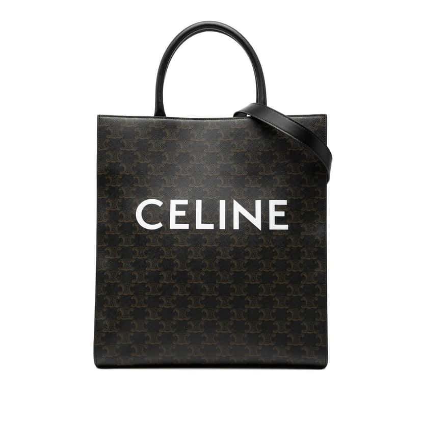 Celine Medium Triomphe Coated Canvas Vertical Cabas Tote Brown Canvas Very good condition - Front View
