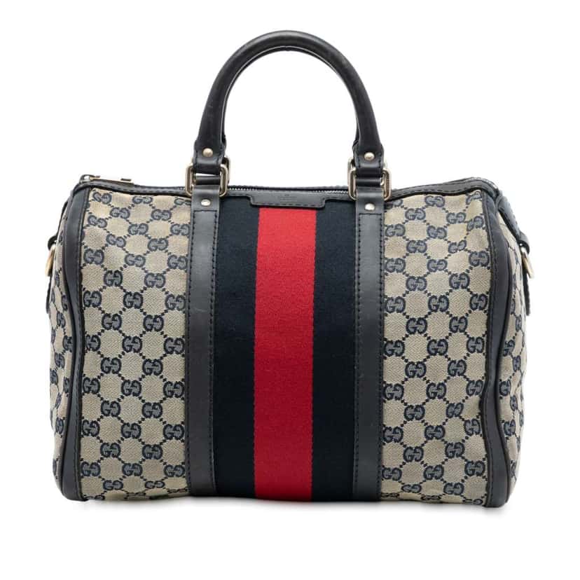 Gucci Medium GG Canvas Web Joy Boston Bag Brown Canvas Very good condition - Front View