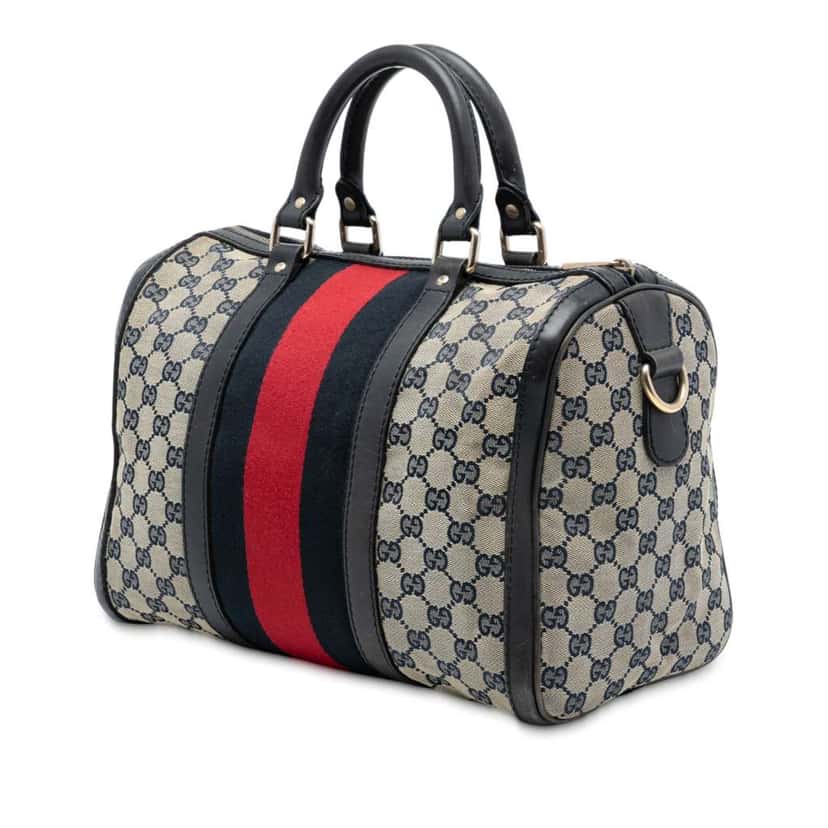 Gucci Medium GG Canvas Web Joy Boston Bag Brown Canvas Very good condition - Back View