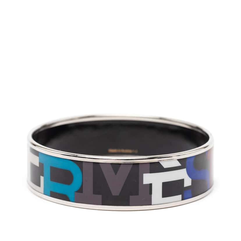 Hermès Wide Capitales Enamel Bangle 65 Black Good condition - Inside View