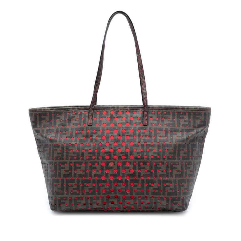 Fendi Medium Zucca Perforated Coated Canvas Roll Tote Brown Canvas Good condition - Front View