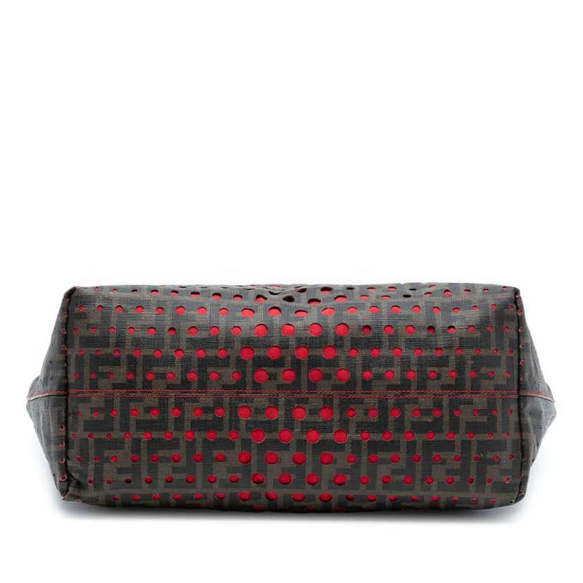 Fendi Medium Zucca Perforated Coated Canvas Roll Tote Brown Canvas Good condition - Inside View