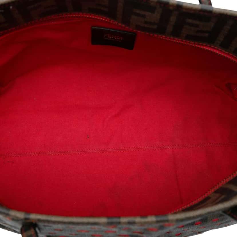 Fendi Medium Zucca Perforated Coated Canvas Roll Tote Brown Canvas Good condition - Model View