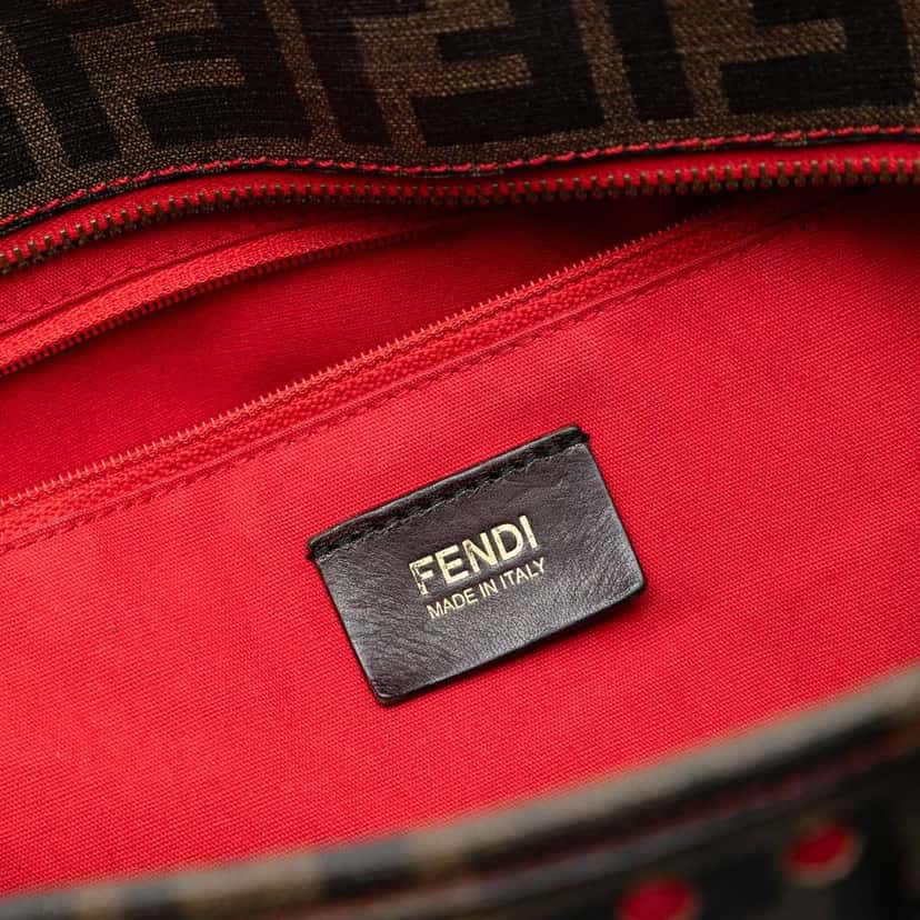 Fendi Medium Zucca Perforated Coated Canvas Roll Tote Brown Canvas Good condition - Box View