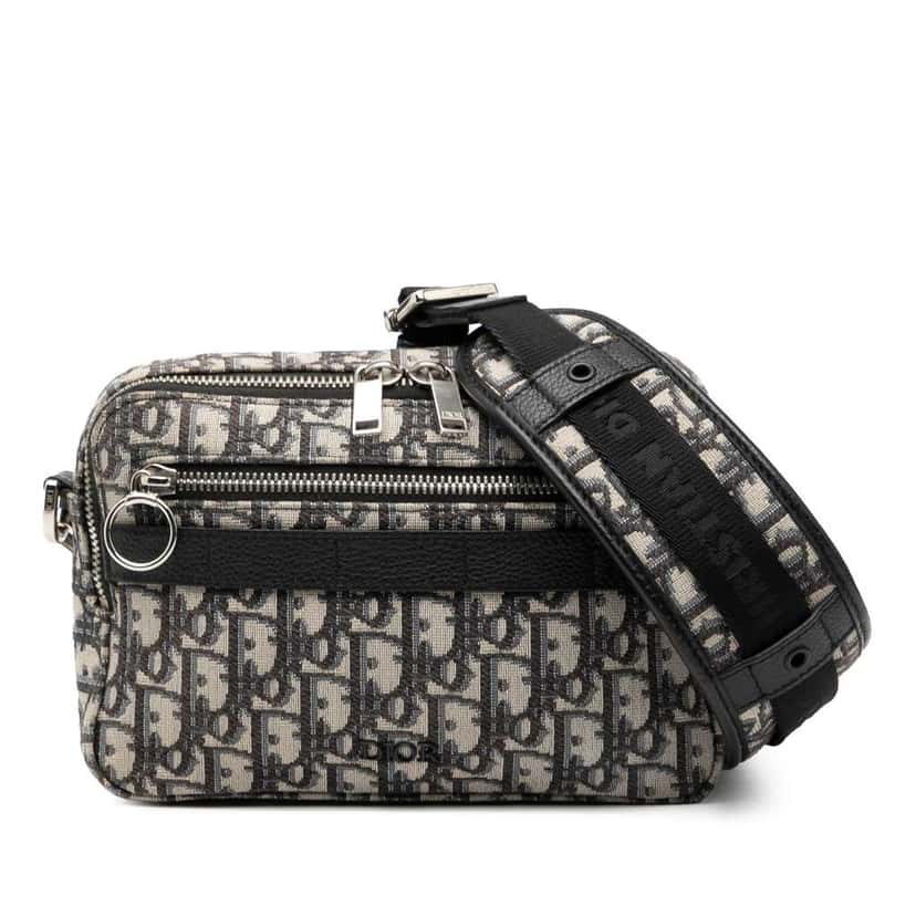 Dior Oblique Canvas Safari Crossbody Blue Canvas Good condition - Front View