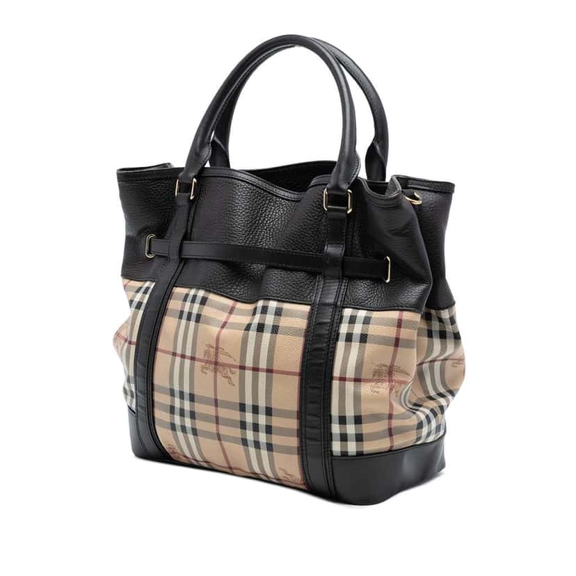 Burberry Haymarket Check Coated Canvas Satchel Brown Canvas Good condition - Back View