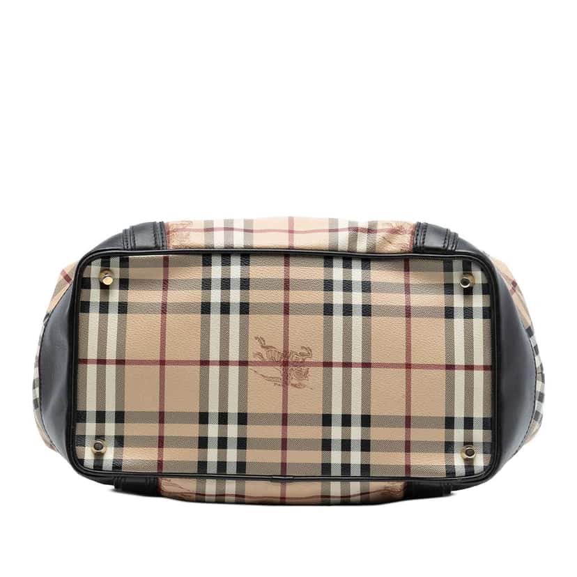 Burberry Haymarket Check Coated Canvas Satchel Brown Canvas Good condition - Inside View