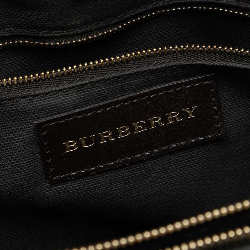 Burberry Haymarket Check Coated Canvas Satchel Brown Canvas Good condition - Box View