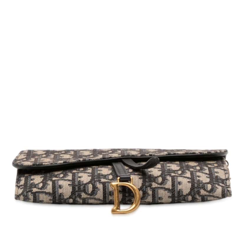 Dior Oblique Canvas Saddle Wallet On Chain Blue Canvas Good condition - Inside View
