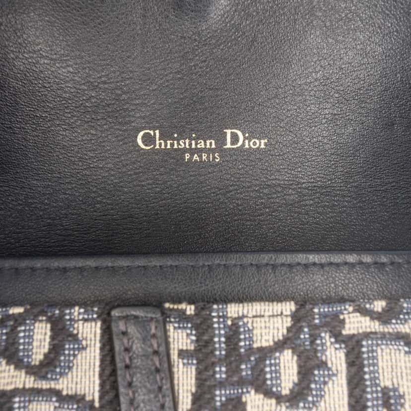 Dior Oblique Canvas Saddle Wallet On Chain Blue Canvas Good condition - Box View