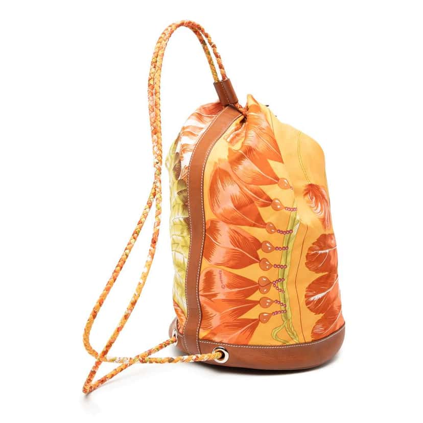 Hermès Silk Flamingo Party Sac Soie Cool 22 Orange Silk Fair condition - Back View