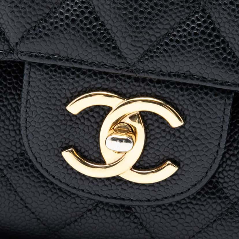 Chanel Maxi Classic Caviar Double Flap Black Leather Good condition - Box View