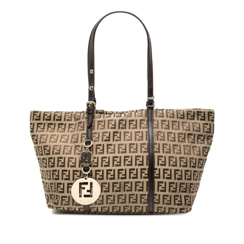 Fendi Mini Zucchino Canvas Superstar Tote Brown Canvas Good condition - Front View