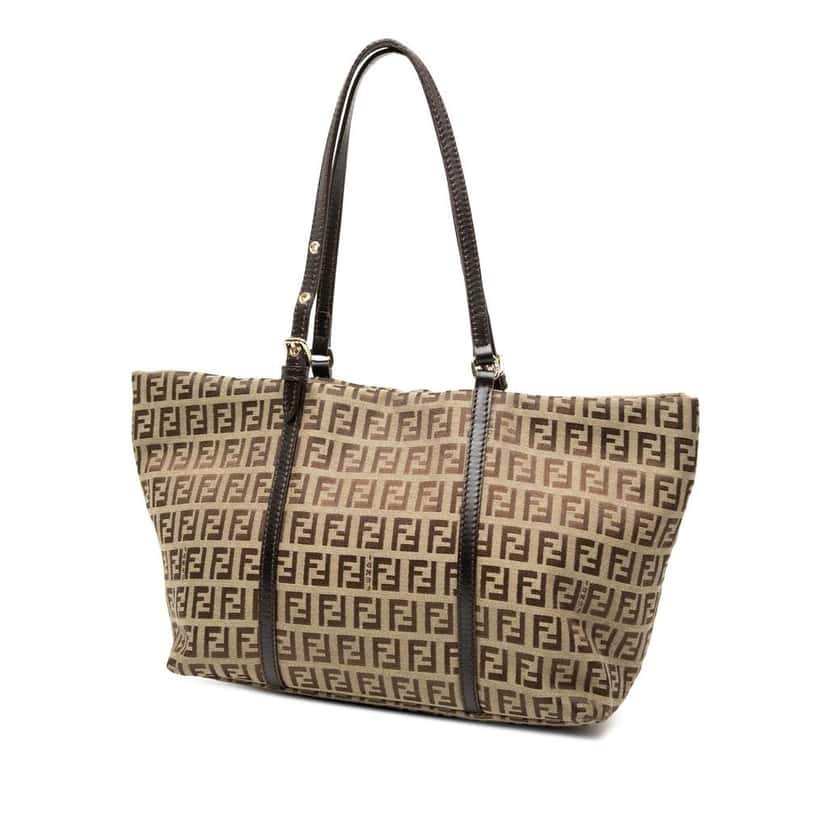 Fendi Mini Zucchino Canvas Superstar Tote Brown Canvas Good condition - Back View