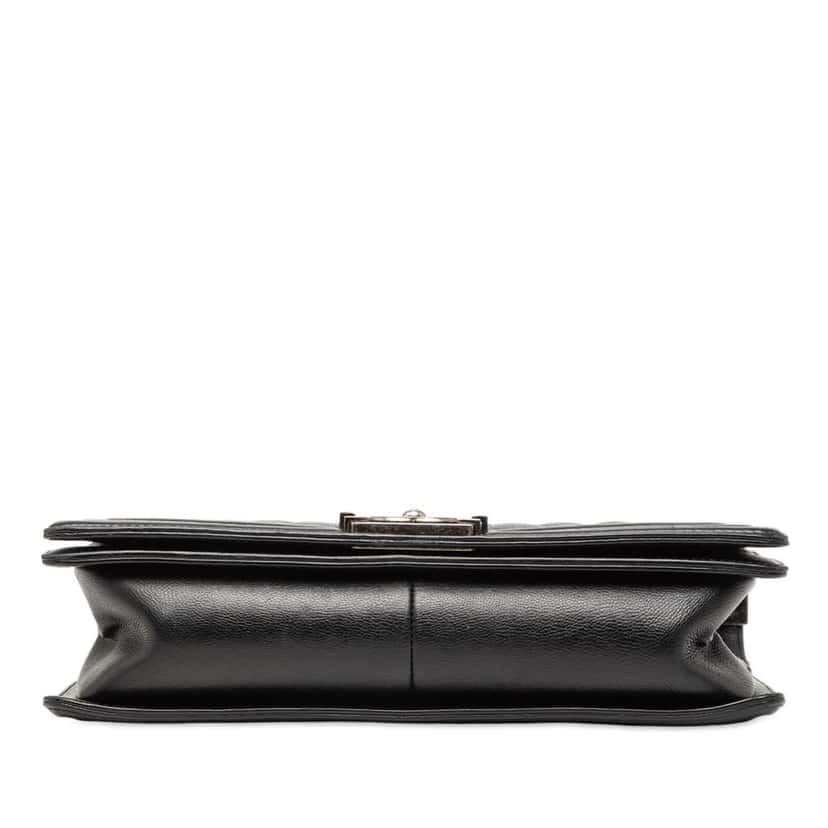 Chanel Medium Calfskin Double Stitch Boy Flap Black Leather Good condition - Inside View