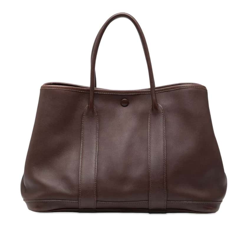 Hermès Swift and Silk Bolduc Twilly Garden Party 30 Brown Leather Good condition - Front View