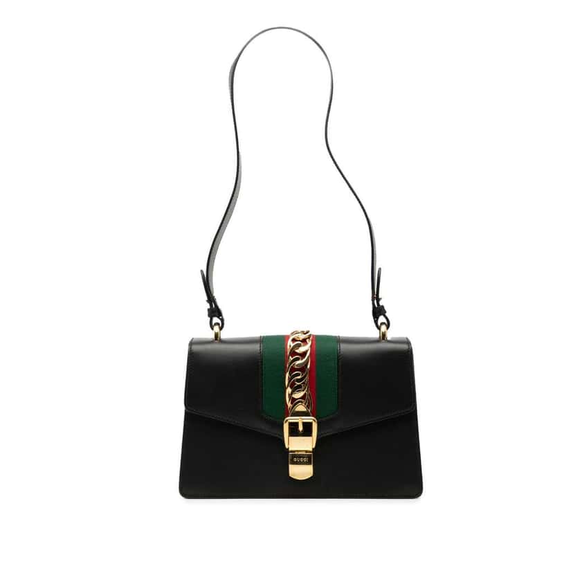 Gucci Small Leather Web Sylvie Satchel Black Leather Good condition - Front View