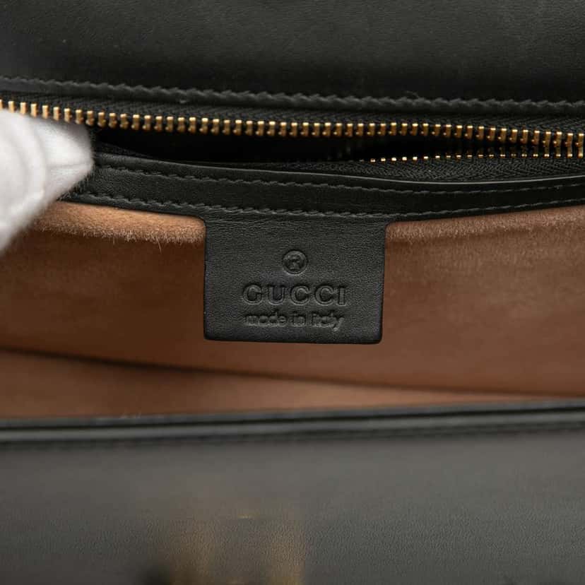 Gucci Small Leather Web Sylvie Satchel Black Leather Good condition - Box View