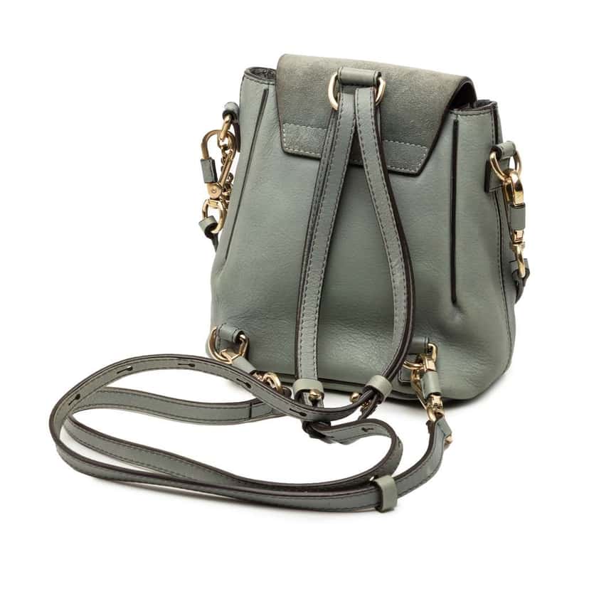 Chloé Mini Calfskin and Suede Faye Backpack Blue Leather Very good condition - Back View