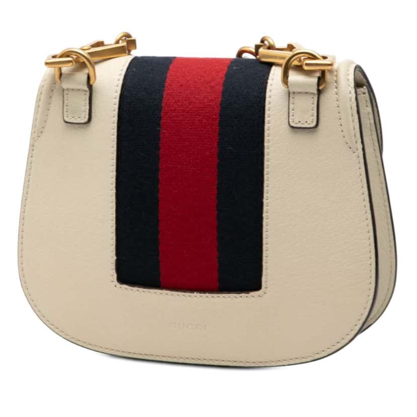 Gucci Small Calfskin Web Linea Butterfly Totem Crossbody White Leather Very good condition - Back View
