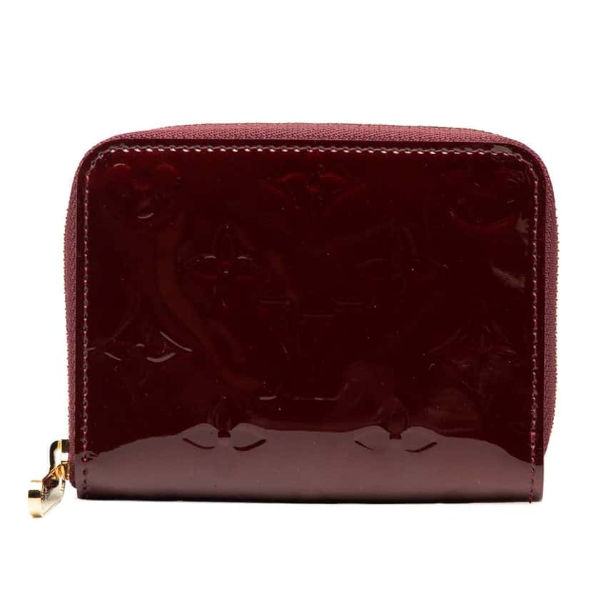 Louis Vuitton Monogram Vernis Zippy Coin Purse Red Leather Good condition - Front View
