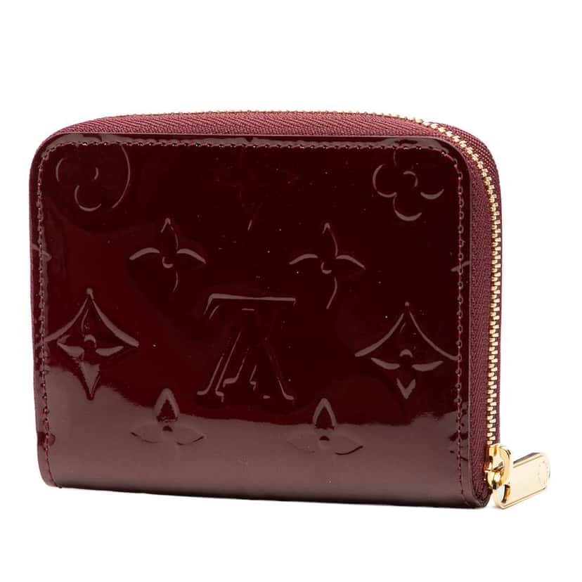 Louis Vuitton Monogram Vernis Zippy Coin Purse Red Leather Good condition - Back View