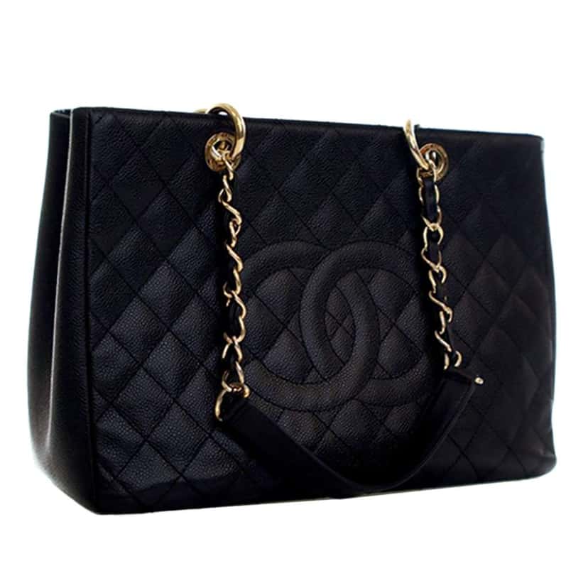 Chanel Caviar Grand Shopping Tote Black Leather Good condition - Back View