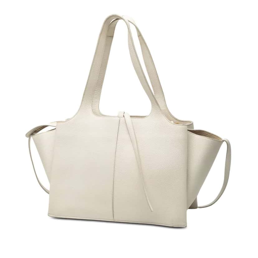 Celine Small Leather Trifold Tote White Leather Good condition - Back View