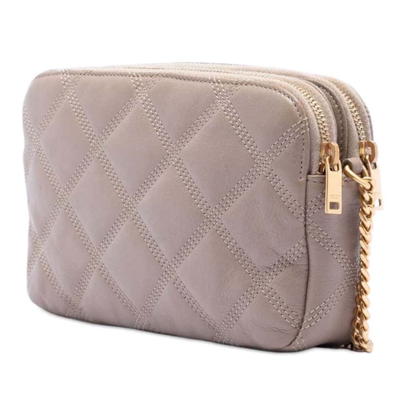 Saint Laurent Mini Quilted Lambskin Becky Double Zip Crossbody Brown Leather Good condition - Back View