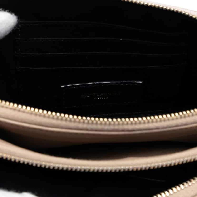 Saint Laurent Mini Quilted Lambskin Becky Double Zip Crossbody Brown Leather Good condition - Model View