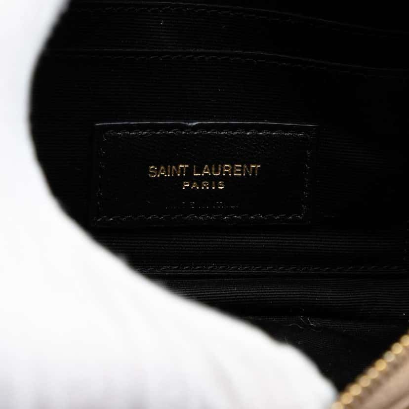 Saint Laurent Mini Quilted Lambskin Becky Double Zip Crossbody Brown Leather Good condition - Box View