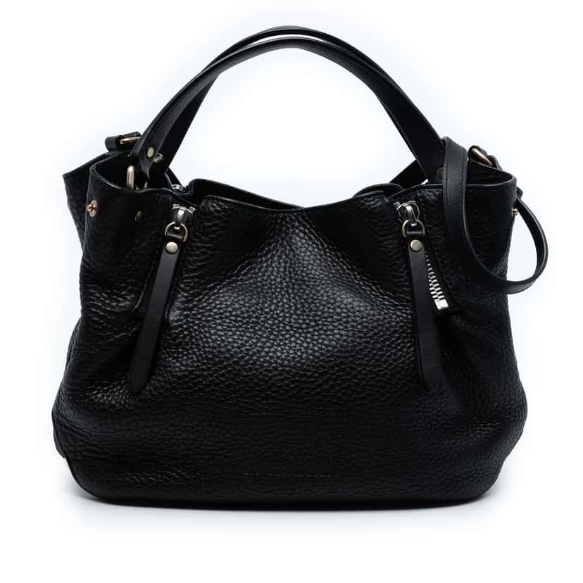Burberry Small Leather and House Check Canvas Maidstone Satchel Black Leather Good condition - Front View