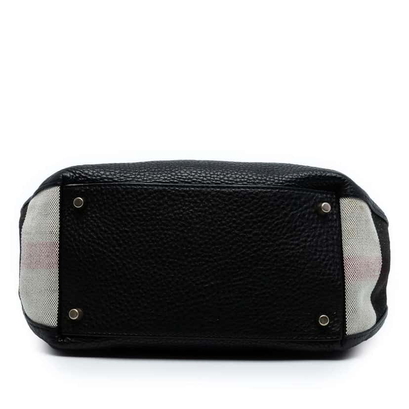Burberry Small Leather and House Check Canvas Maidstone Satchel Black Leather Good condition - Inside View